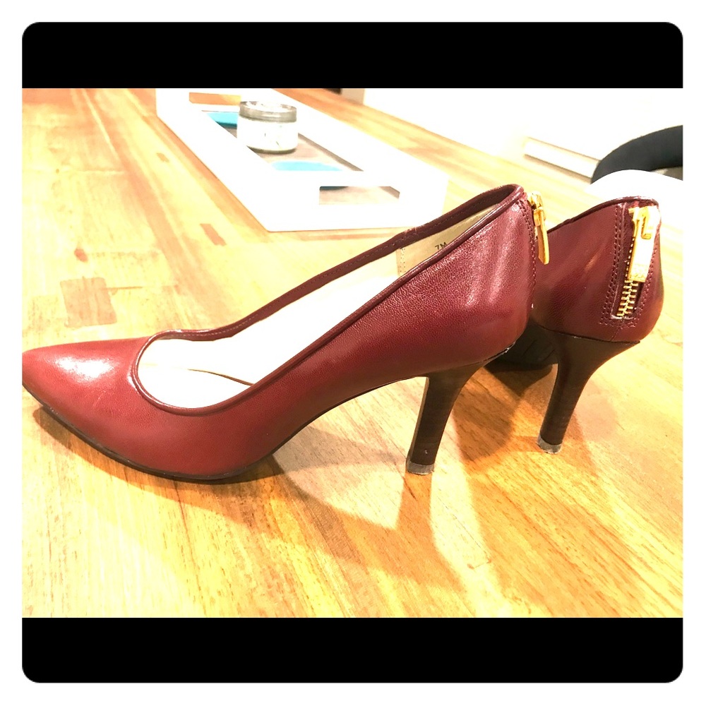 Anne Klein Burgundy Leather Pumps Size 7M